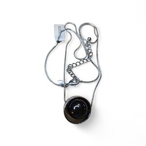 Chico's Silver-Tone Necklace With Spinning Black Onyx